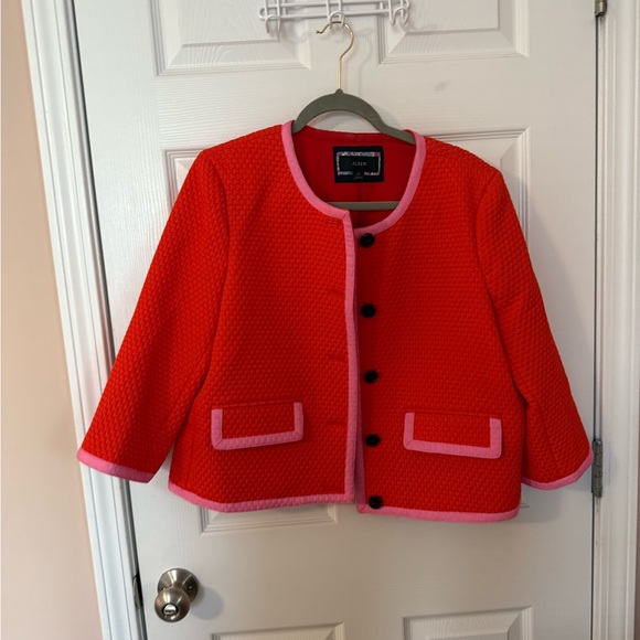 J. Crew Vibrant Orange Jacket with Pink Accents - Picture 2 of 4